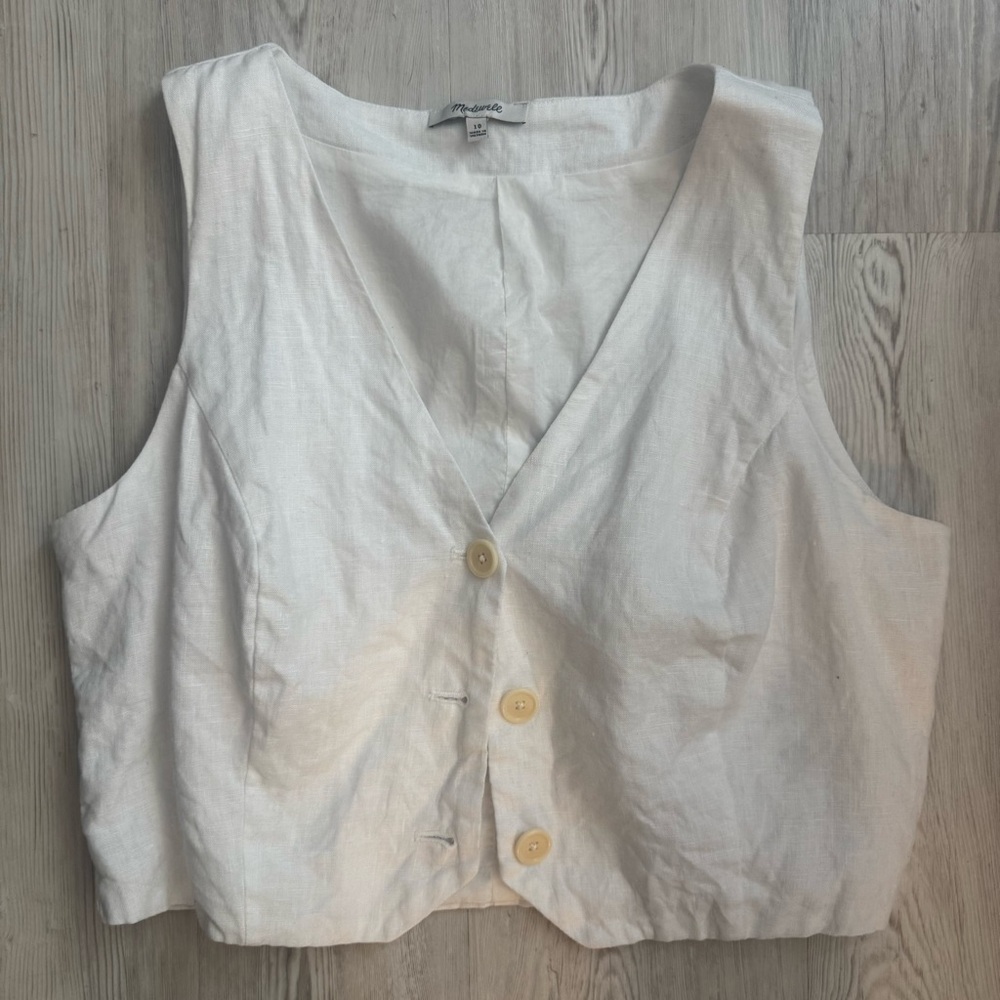 Madewell Linen Katrina Crop Vest in White